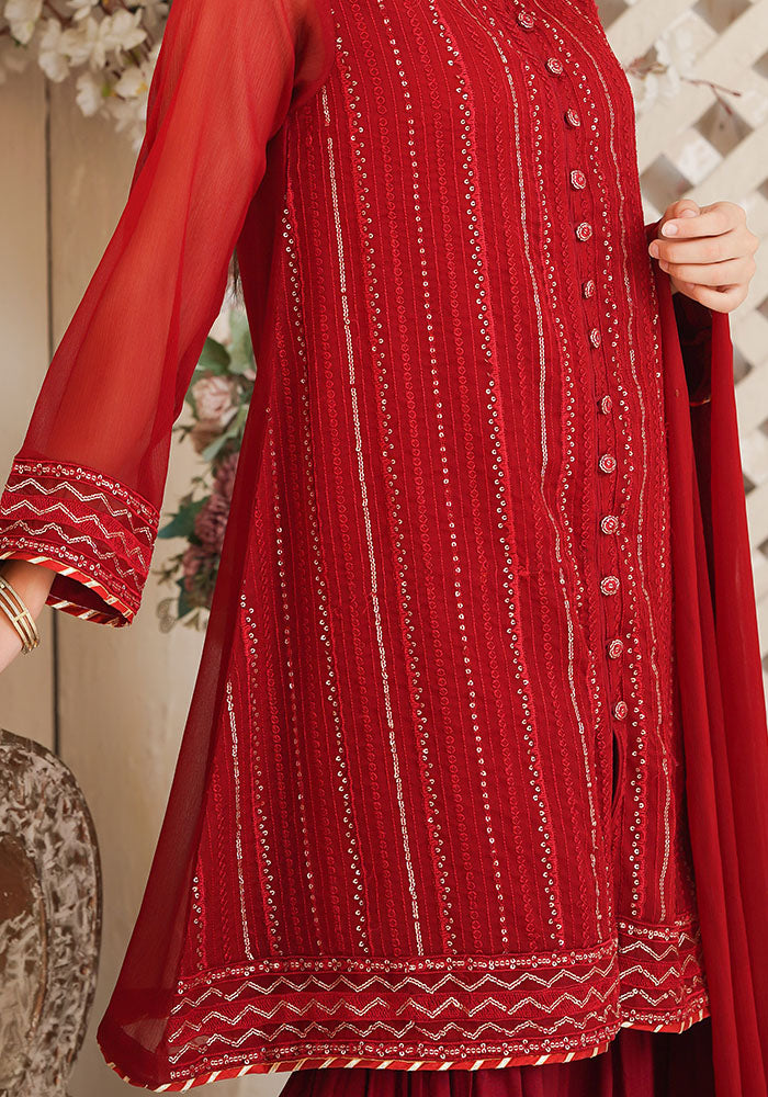 Chiffon Embroidered 3 Pc Suit - Wear Ochre