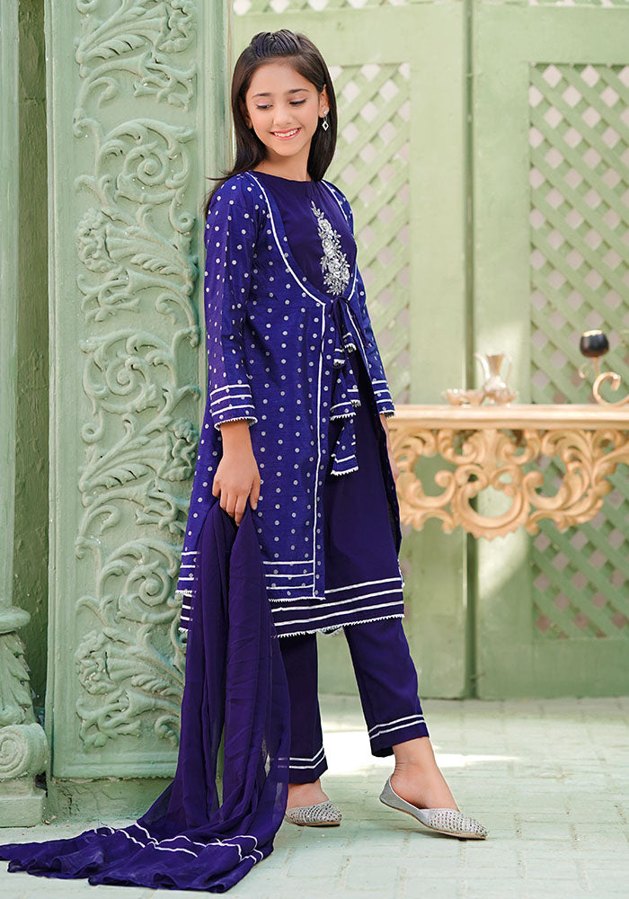 Paper Cotton Hand Adda Work 3 Pc Suit - Wear Ochre