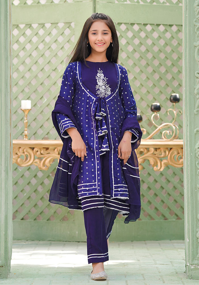Paper Cotton Hand Adda Work 3 Pc Suit - Wear Ochre