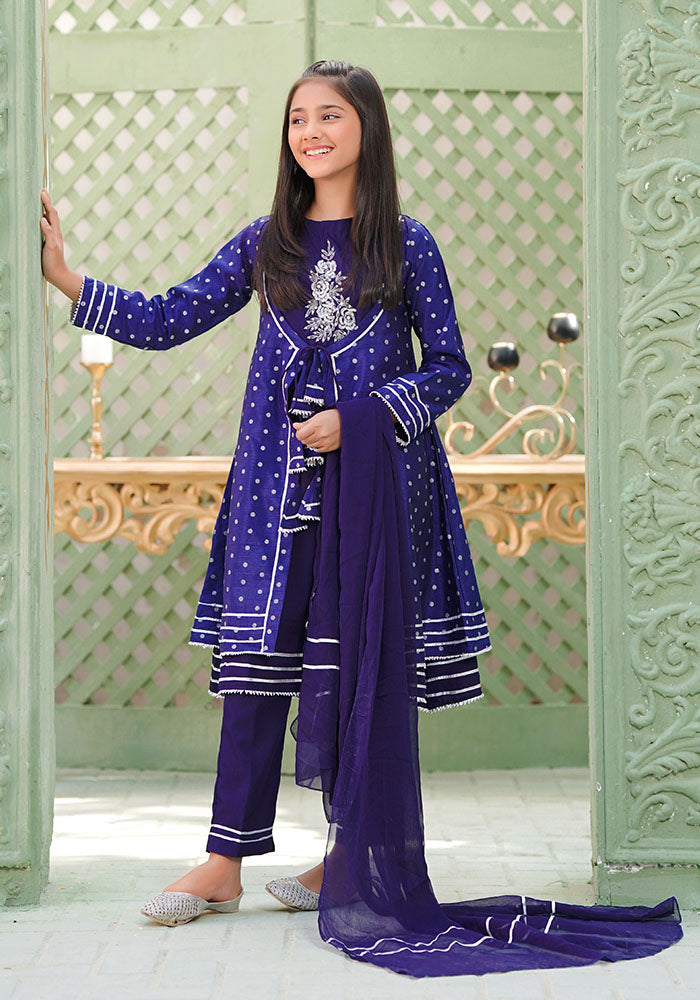 Paper Cotton Hand Adda Work 3 Pc Suit - Wear Ochre