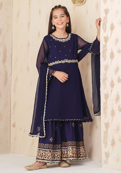 Chiffon Hand Adda Work 3 Pc Suit