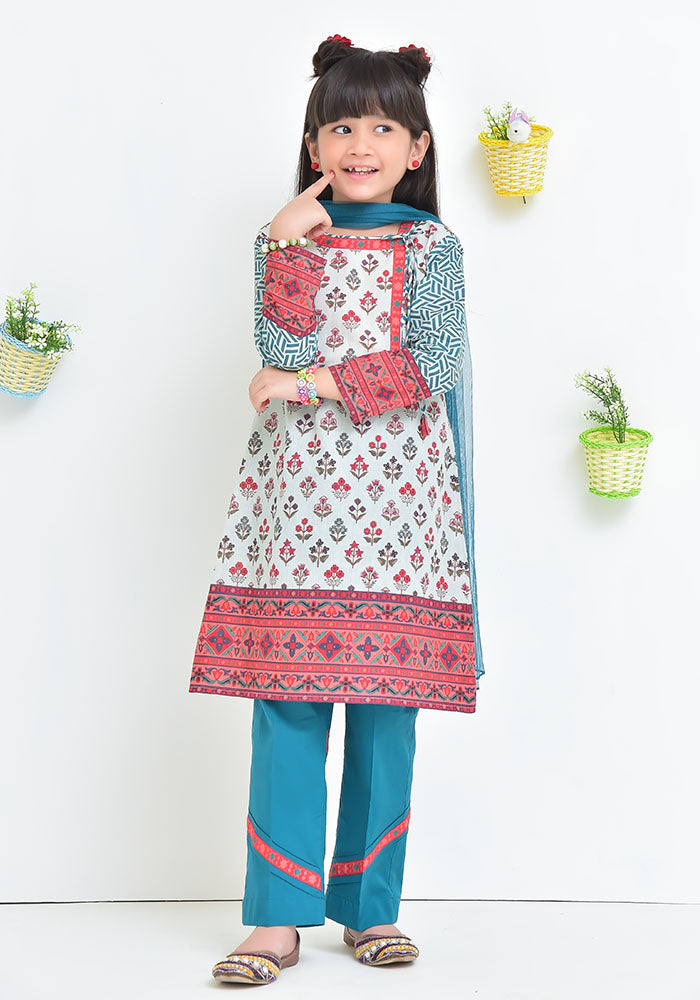 Lawn Digital Printed 3 Pc Suit - Wear Ochre
