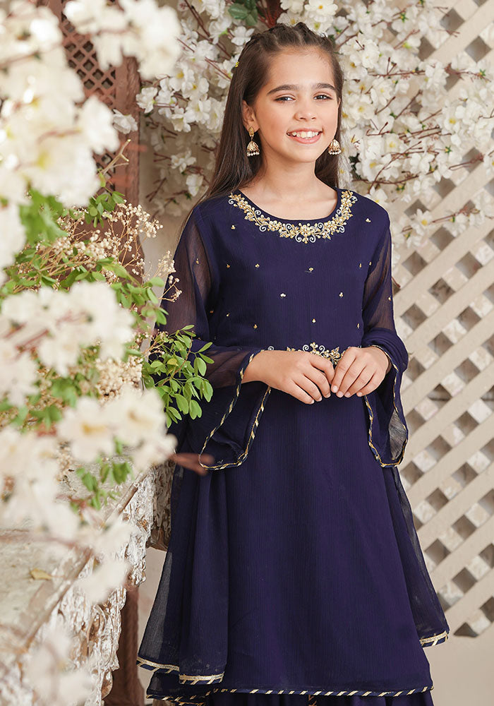 Chiffon Hand Adda Work 3 Pc Suit - Wear Ochre