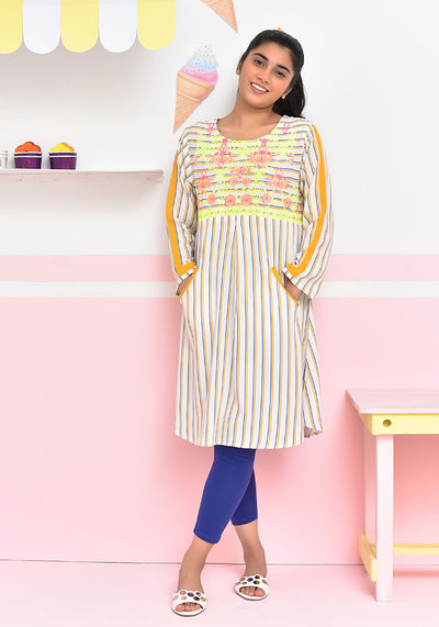 Linen Embroidered Kurta
