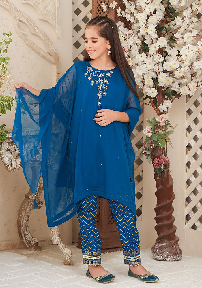 Chiffon Hand Adda Work 3 Pc Suit - Wear Ochre