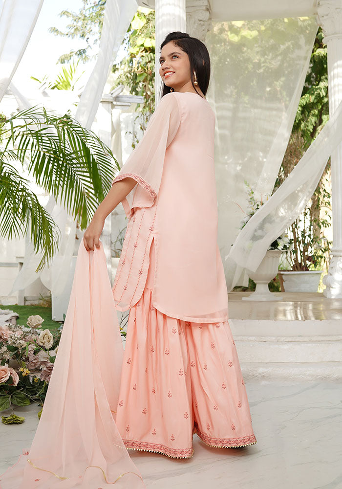 Chiffon Embroidered 3 Pc Suit - Wear Ochre
