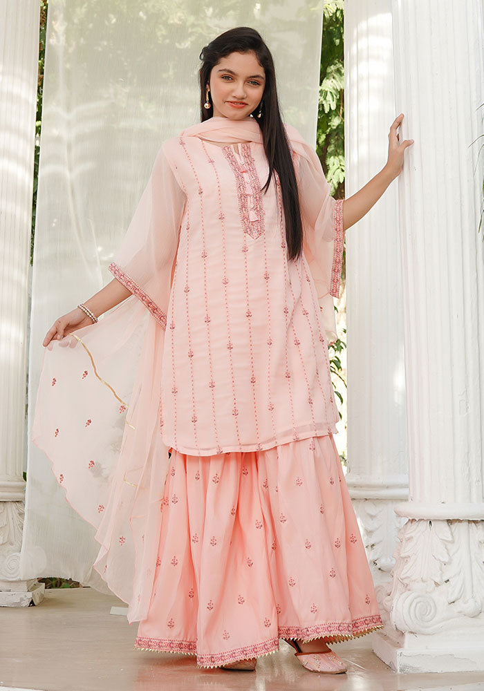 Chiffon Embroidered 3 Pc Suit - Wear Ochre