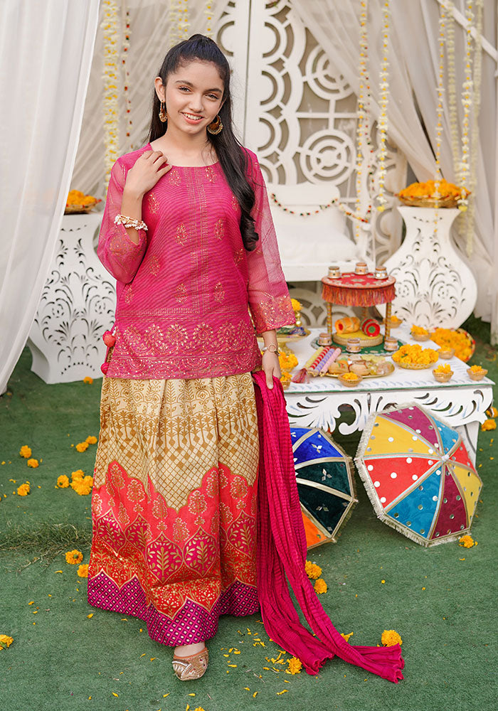 Zari Missouri Hand Adda Work 3 Pc Suit - Wear Ochre