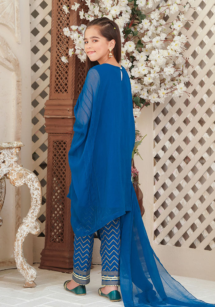 Chiffon Hand Adda Work 3 Pc Suit - Wear Ochre