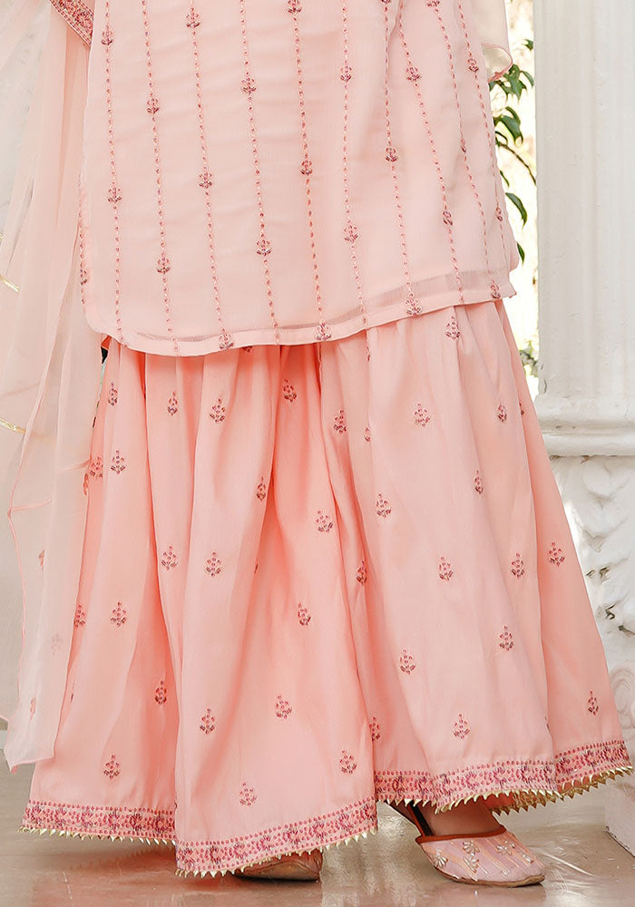 Chiffon Embroidered 3 Pc Suit - Wear Ochre