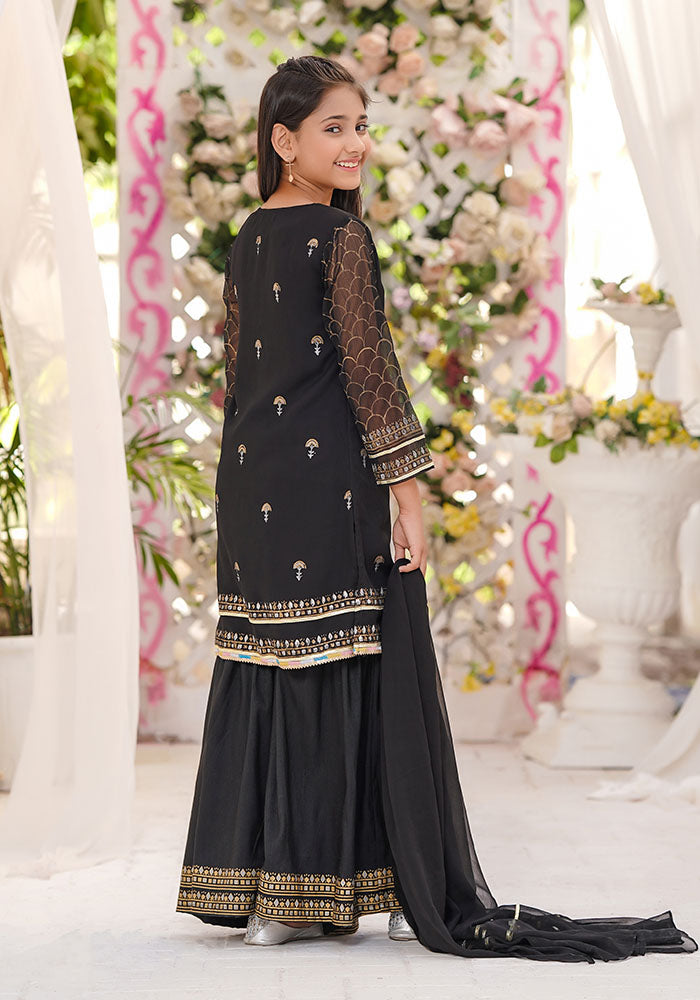 Chiffon Block Printed 3 Pc Suit - Wear Ochre