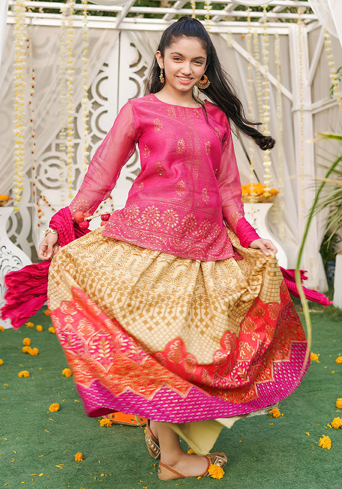 Zari Missouri Hand Adda Work 3 Pc Suit - Wear Ochre