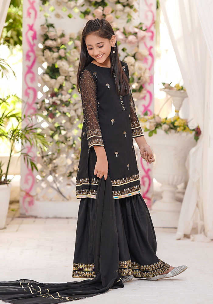 Chiffon Block Printed 3 Pc Suit - Wear Ochre
