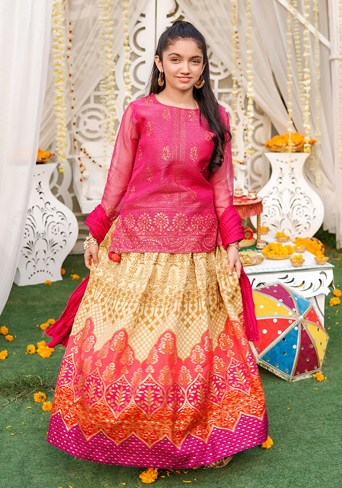 Zari Missouri Hand Adda Work 3 Pc Suit - Wear Ochre
