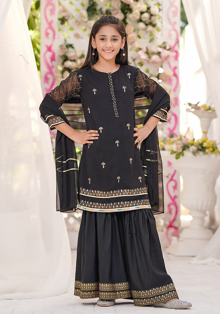 Chiffon Block Printed 3 Pc Suit - Wear Ochre