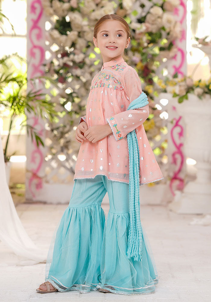 Paper Cotton Embroidered 3 Pc Suit - Wear Ochre