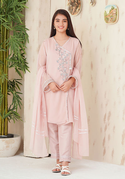 Chiffon Hand Adda Work 3 Pc Suit
