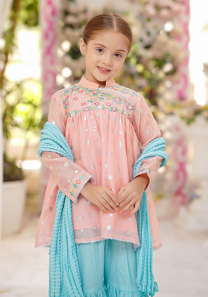 Paper Cotton Embroidered 3 Pc Suit - Wear Ochre