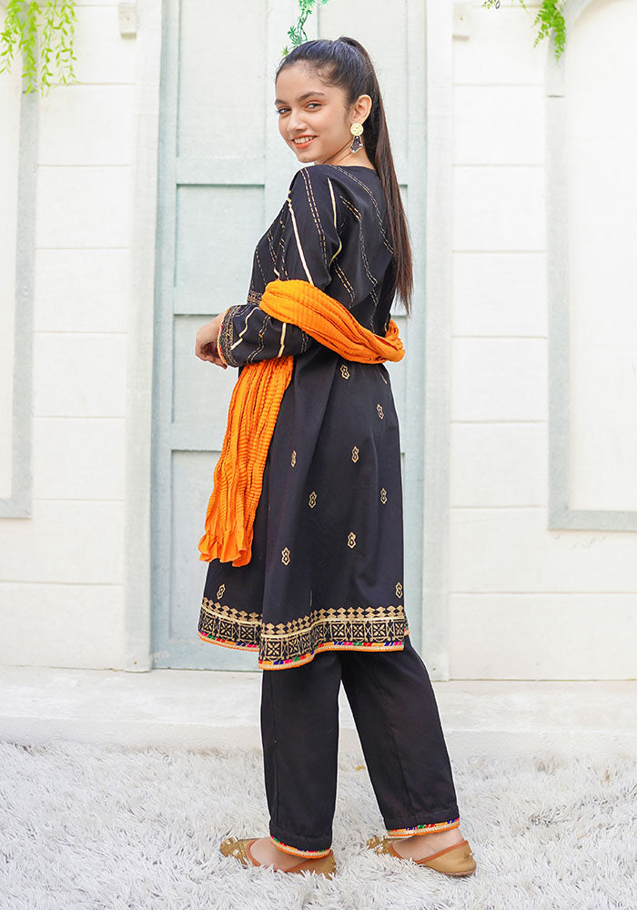 Cotton Printed 3 Pc Suit - Wear Ochre