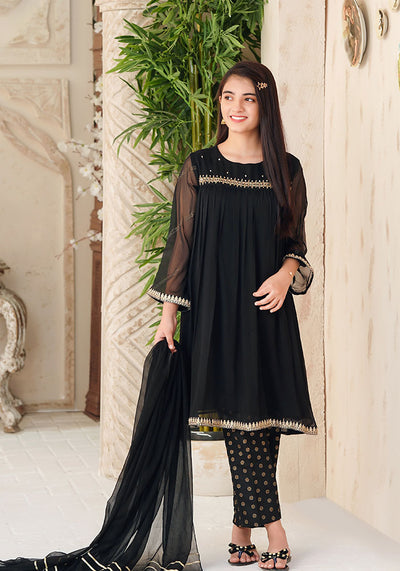 Chiffon Hand Adda Work 3 Pc Suit