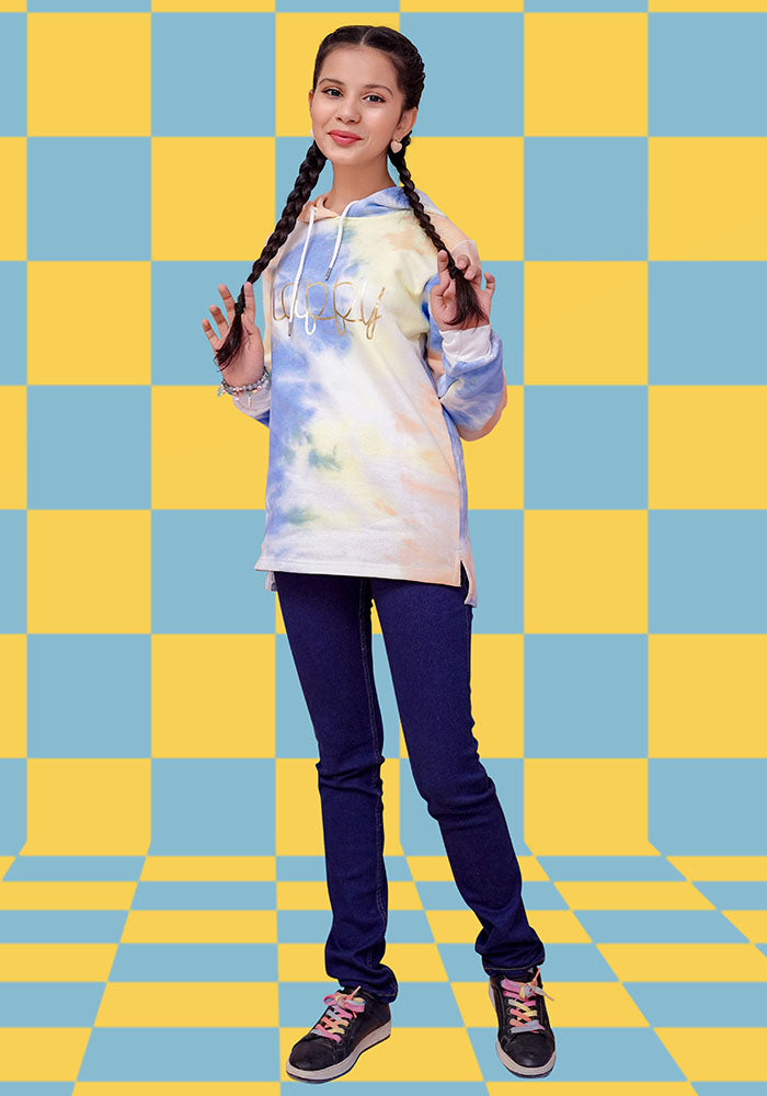 Fleece Tie & Dye Printed Hoodie - Wear Ochre