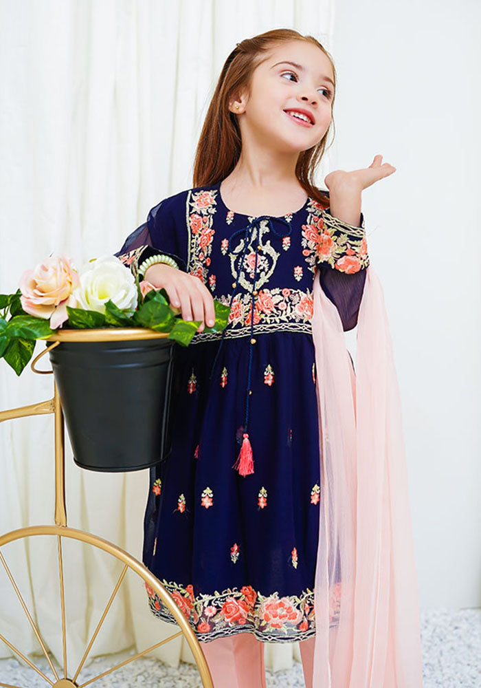 Chiffon Embroidered 3 Pc Suit - Wear Ochre
