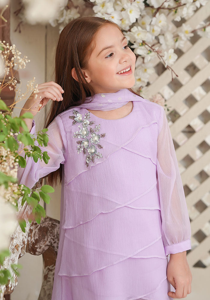 Chiffon Hand Adda Work 3 Pc Suit - Wear Ochre