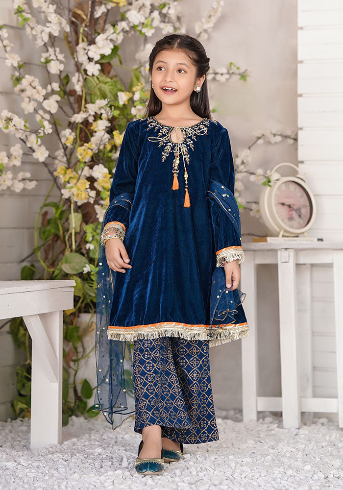 Velvet Hand Adda Work 3 Pc Suit - Wear Ochre