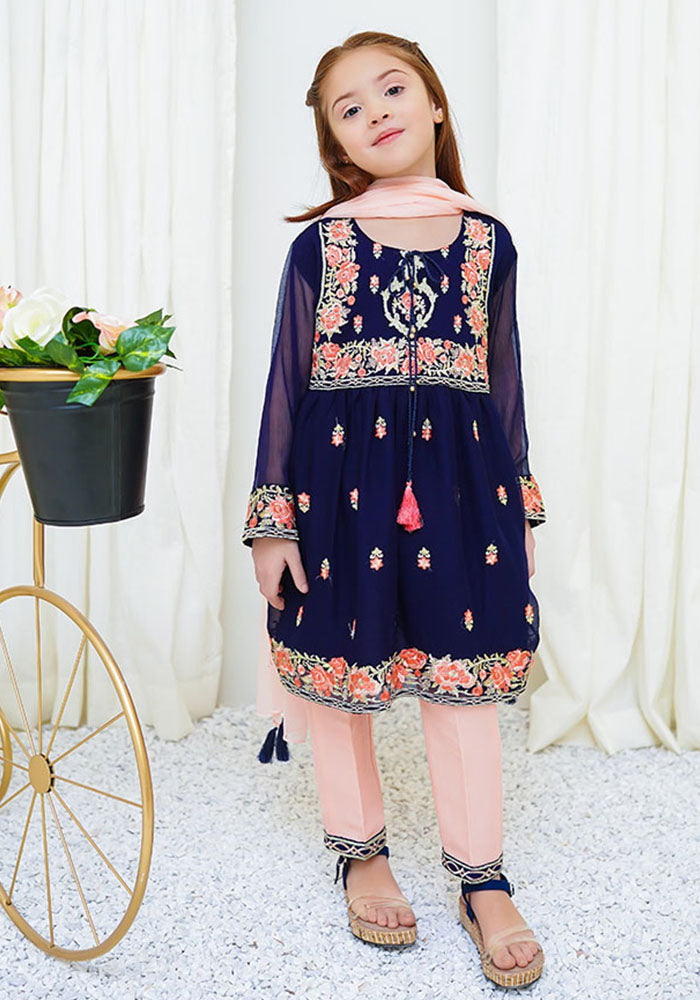 Chiffon Embroidered 3 Pc Suit - Wear Ochre