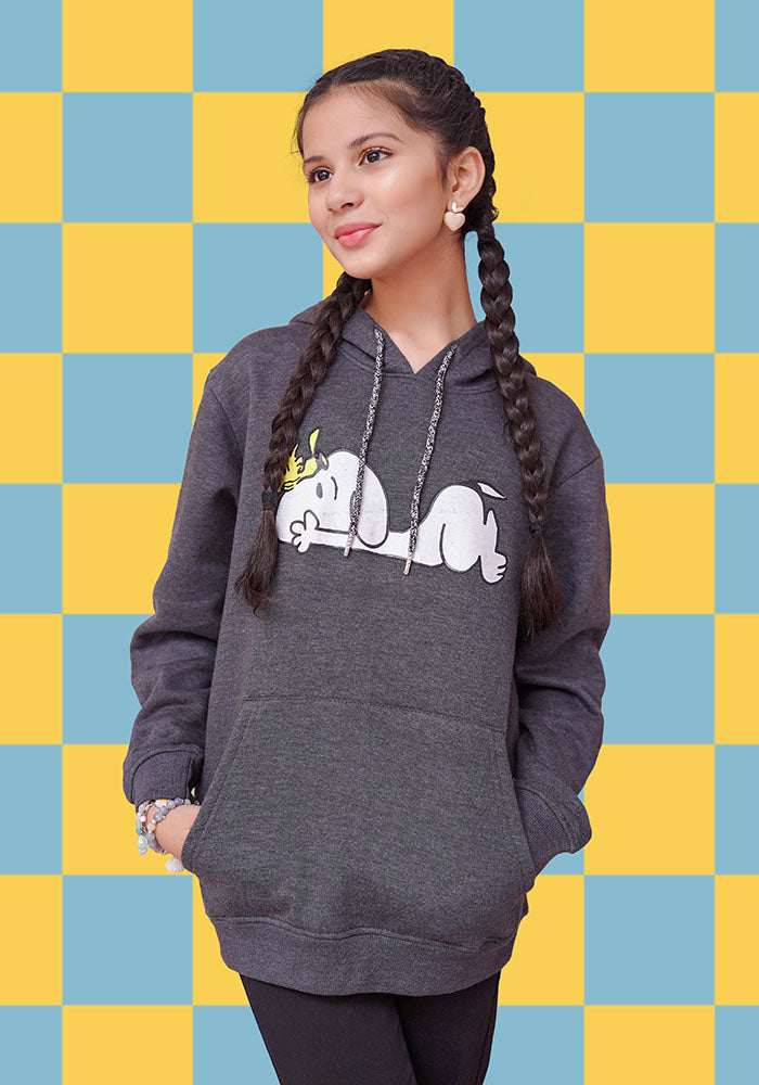 Fleece Printed Hoodie - Wear Ochre