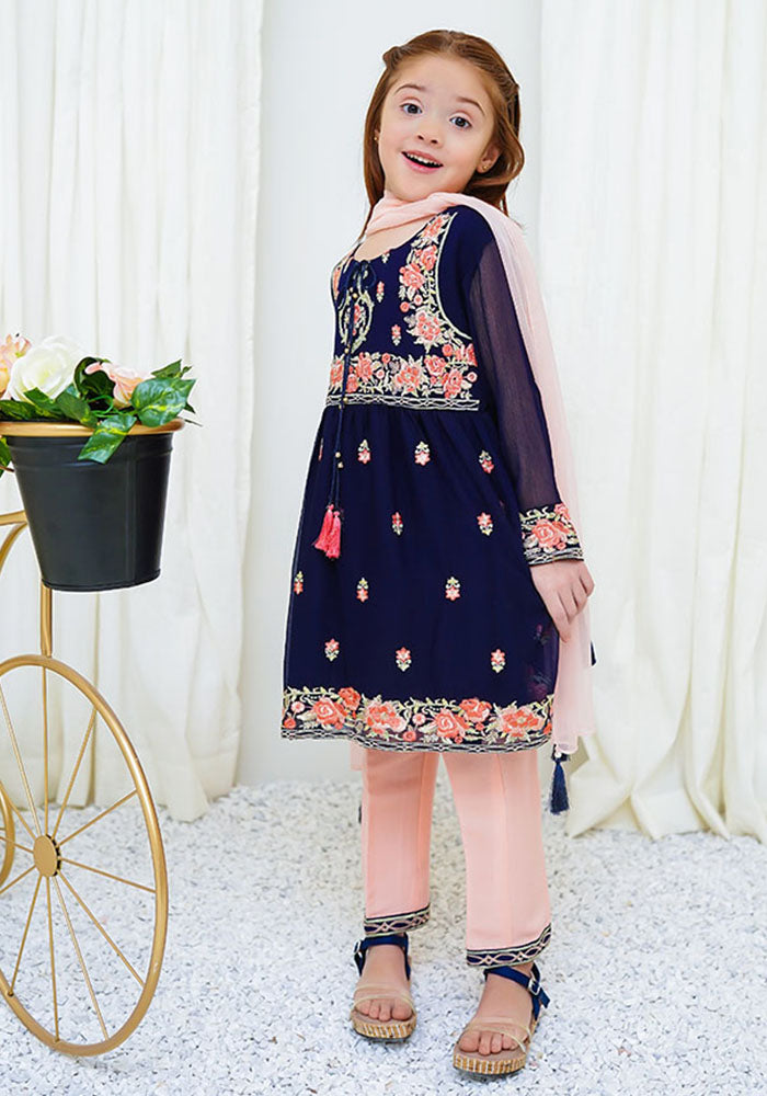 Chiffon Embroidered 3 Pc Suit - Wear Ochre