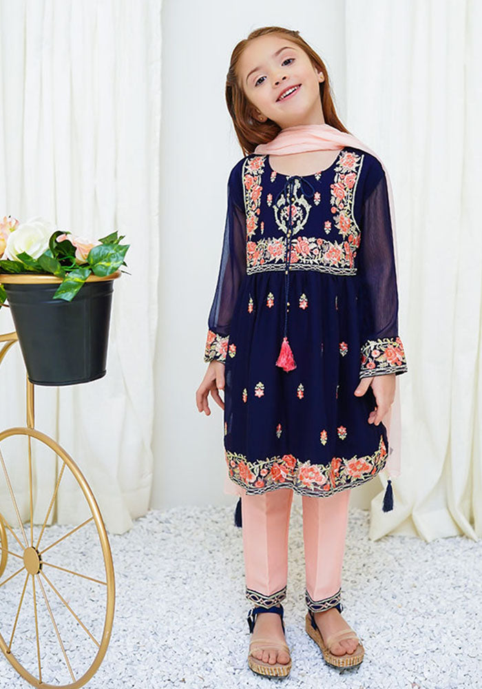 Chiffon Embroidered 3 Pc Suit - Wear Ochre