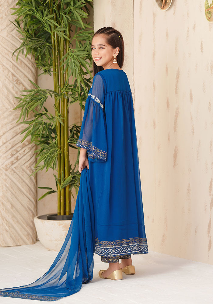 Chiffon Hand Adda Work 3 Pc Suit - Wear Ochre