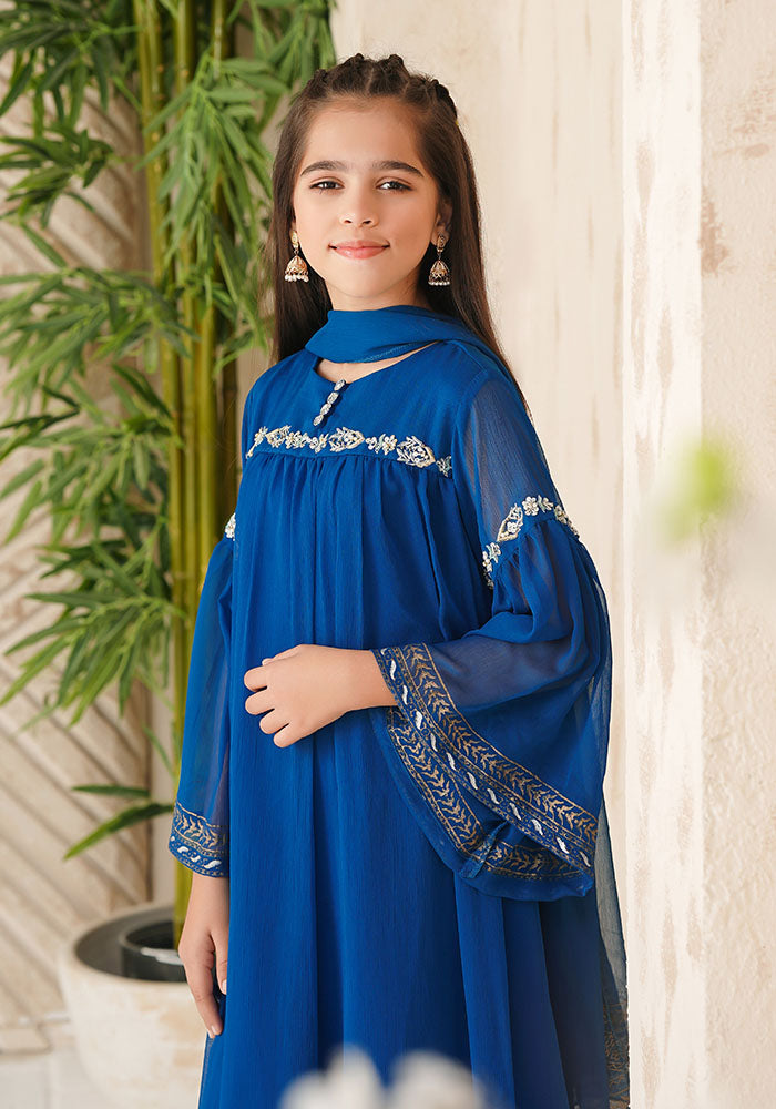 Chiffon Hand Adda Work 3 Pc Suit - Wear Ochre