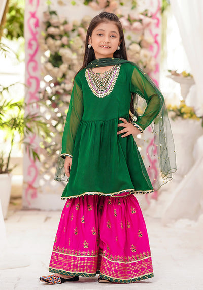 Chiffon Hand Adda Work 3 Pc Suit