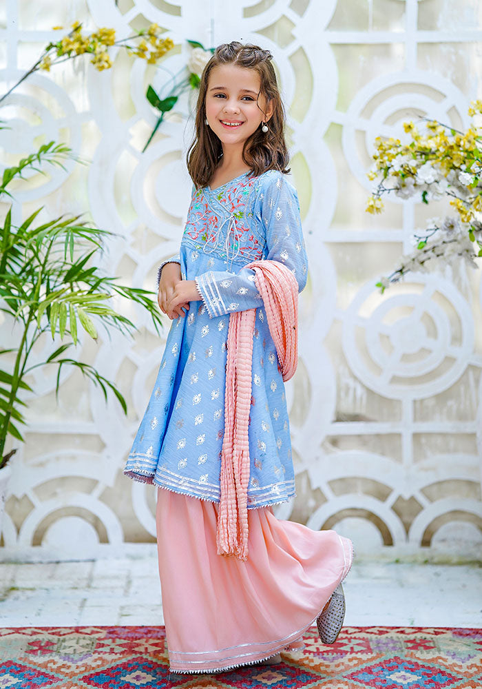 Paper Cotton Embroidered 3 Pc Suit - Wear Ochre