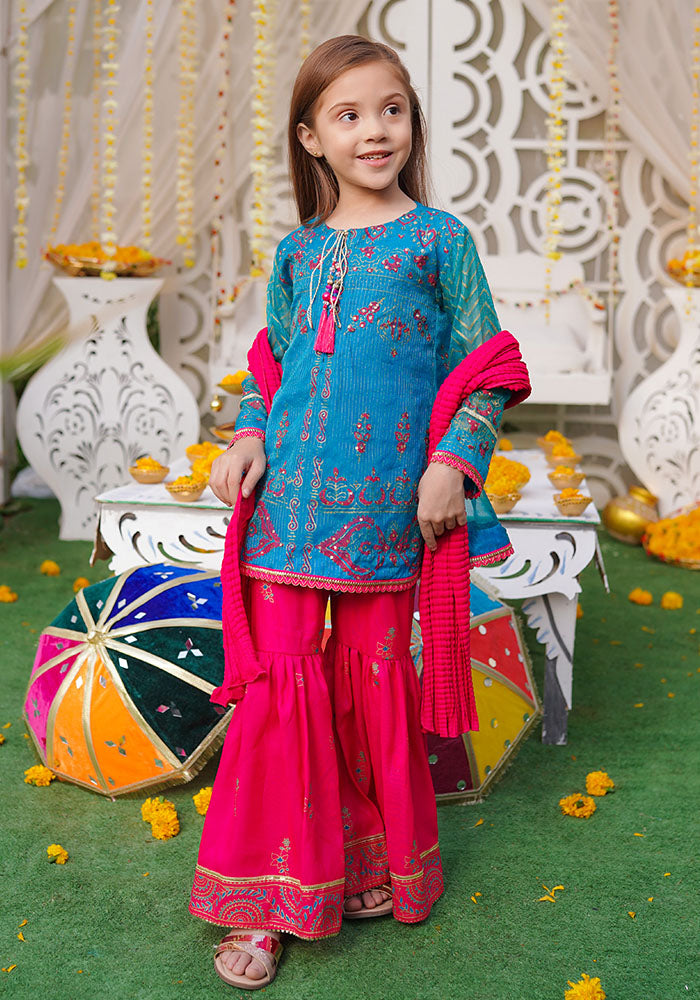 Zari Organza 3 Pc Suit - Wear Ochre