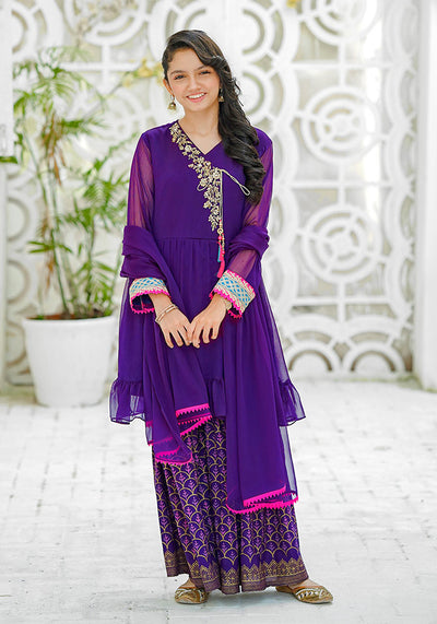 Chiffon Hand Adda Work 3 Pc Suit