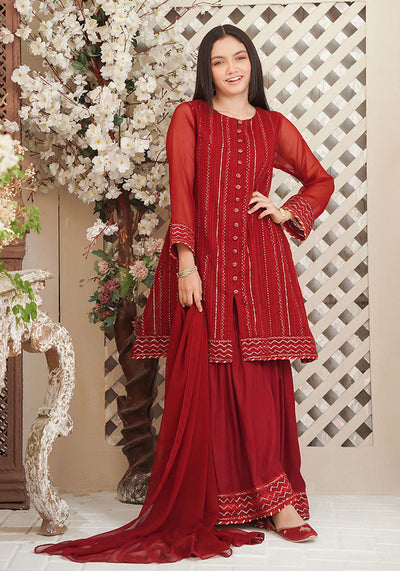 Chiffon Embroidered 3 Pc Suit