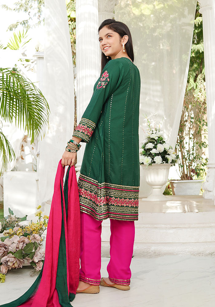 Viscose Embroidered 3 Pc Suit - Wear Ochre