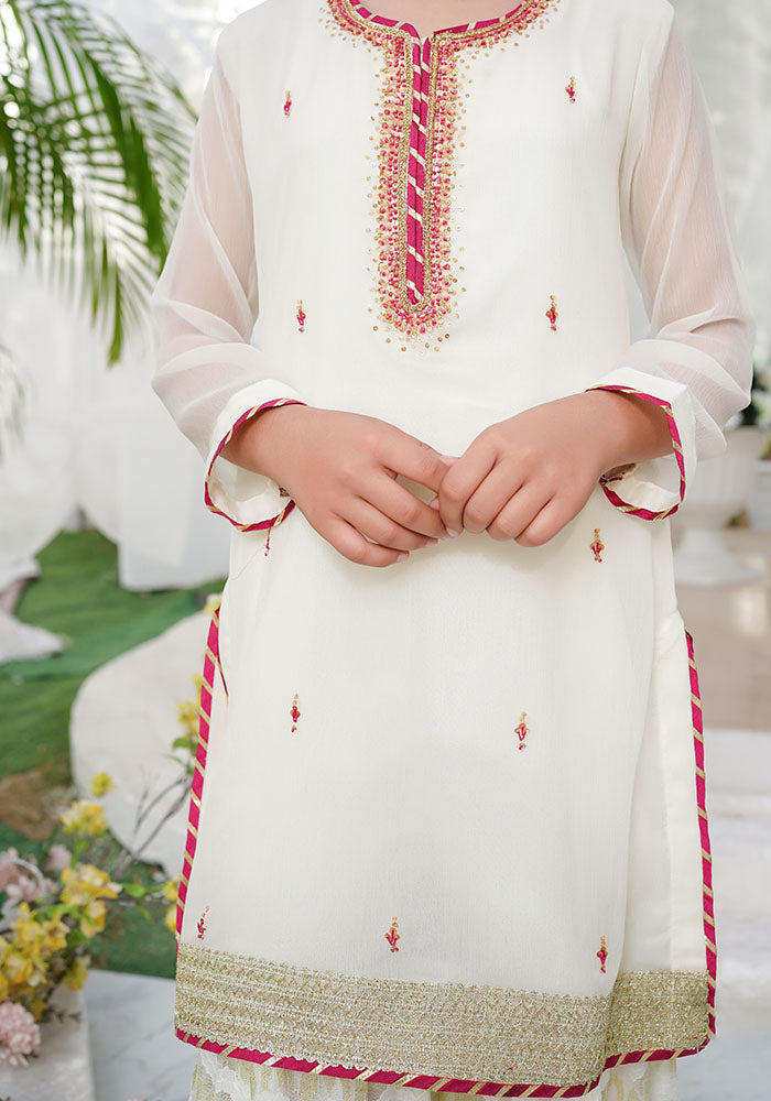 Chiffon Hand Adda Work 3 Pc Suit - Wear Ochre