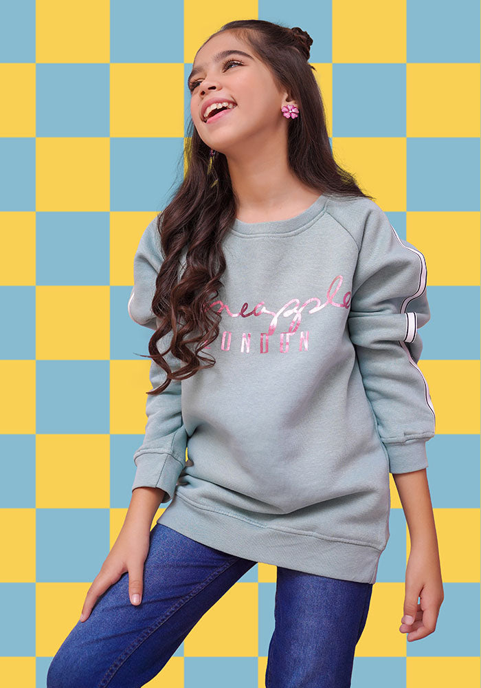 Fleece Printed Sweatshirt - Wear Ochre