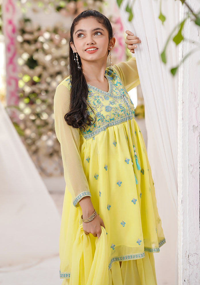 Chiffon Embroidered 3 Pc Suit - Wear Ochre