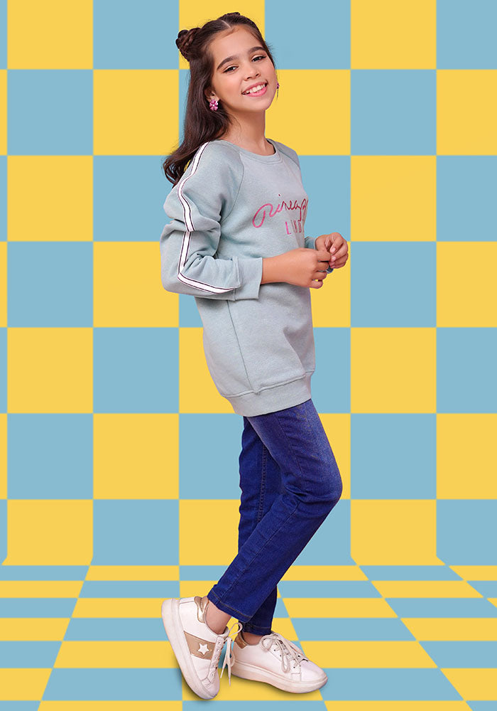 Fleece Printed Sweatshirt - Wear Ochre