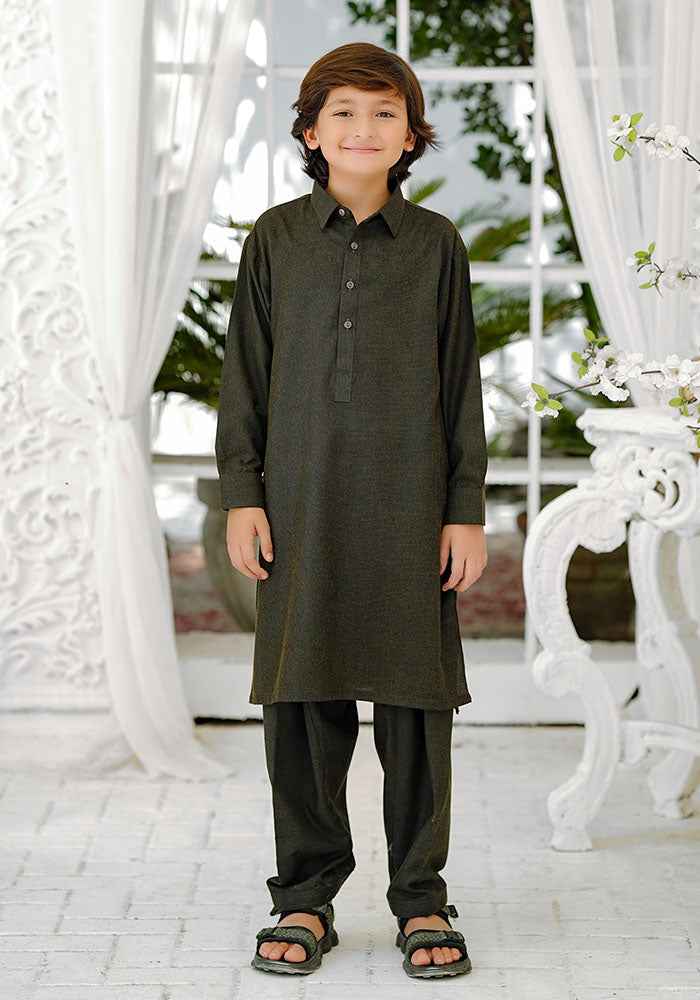Khaddar Boys Kurta and Shalwar - Wear Ochre