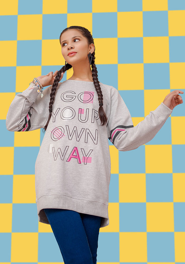 Terry Printed Sweatshirt - Wear Ochre