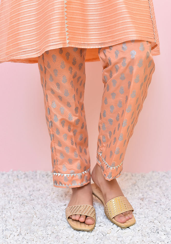 Organza Hand Adda Work 3 Pc Suit - Wear Ochre
