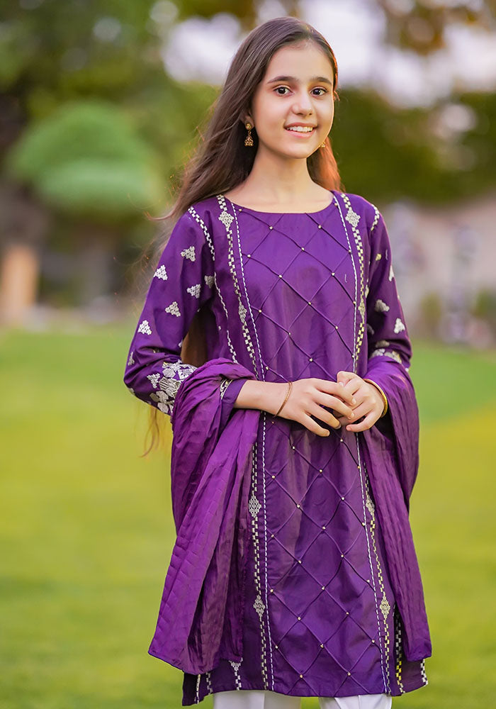 Khaddar Embroidered 3 Pc Suit - Wear Ochre