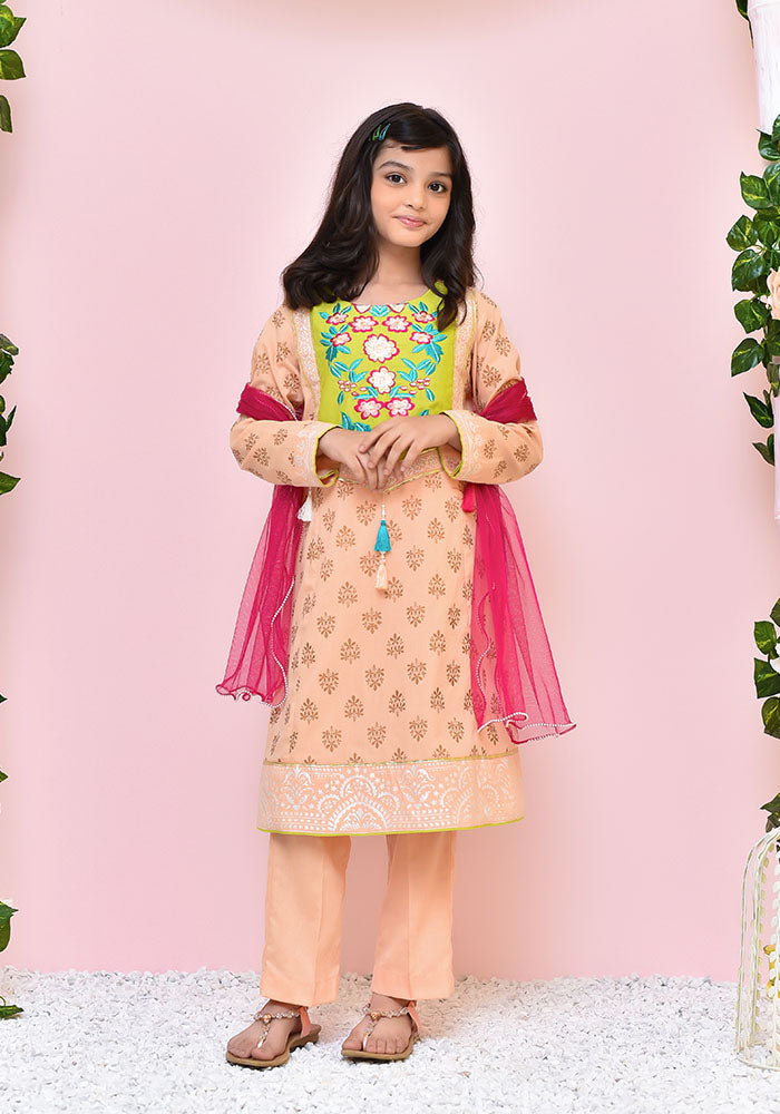 Peach Cotton 3 Piece Suit - Wear Ochre