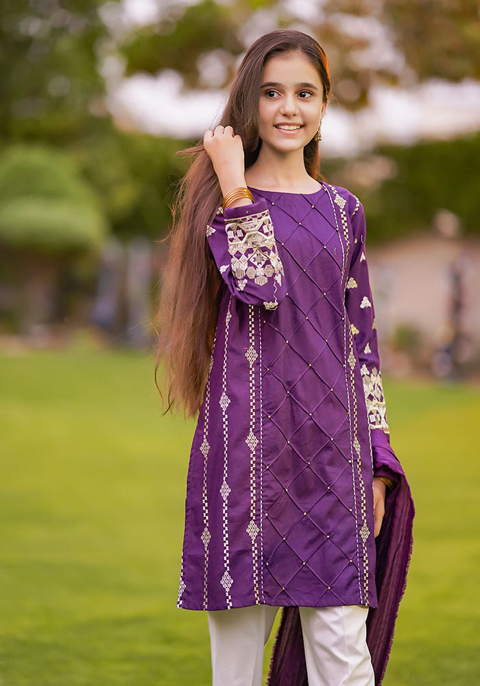 Khaddar Embroidered 3 Pc Suit - Wear Ochre
